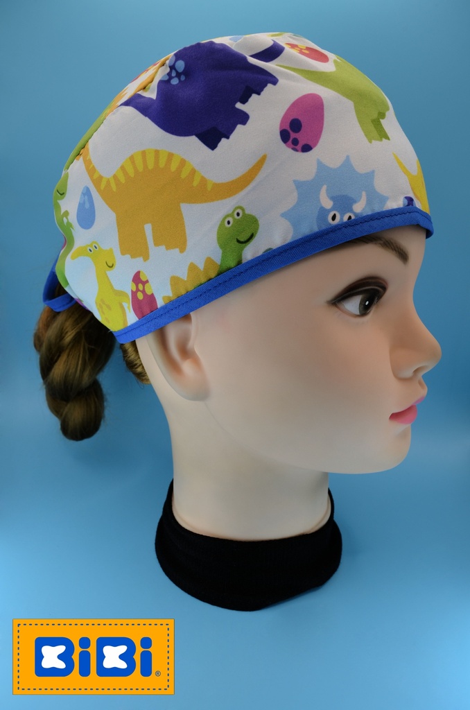 Dinosaurios de Colores (Gorro Corto (Medidas: 9.5 cm de altura, 58 cm de circunferencia, con cintas para amarrar))