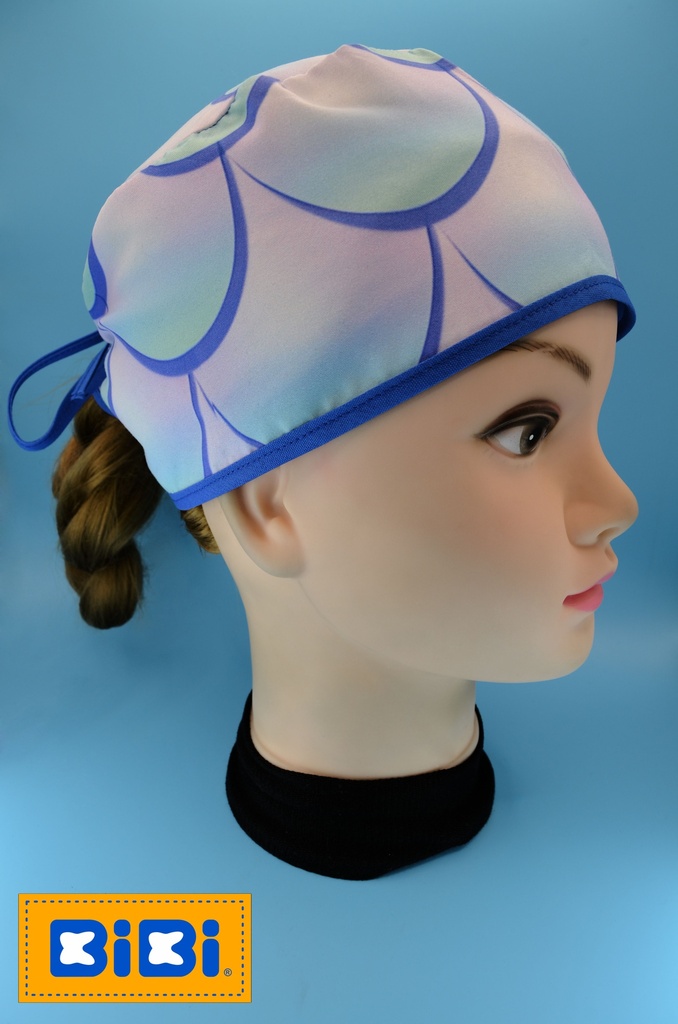 Escamas de Sirena 7 CM (Gorro Corto (Medidas: 9.5 cm de altura, 58 cm de circunferencia, con cintas para amarrar))