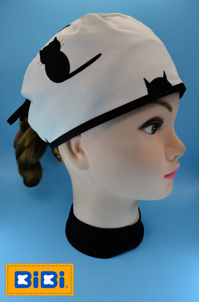 Gatos Fondo Menta (Gorro Corto (Medidas: 9.5 cm de altura, 58 cm de circunferencia, con cintas para amarrar))