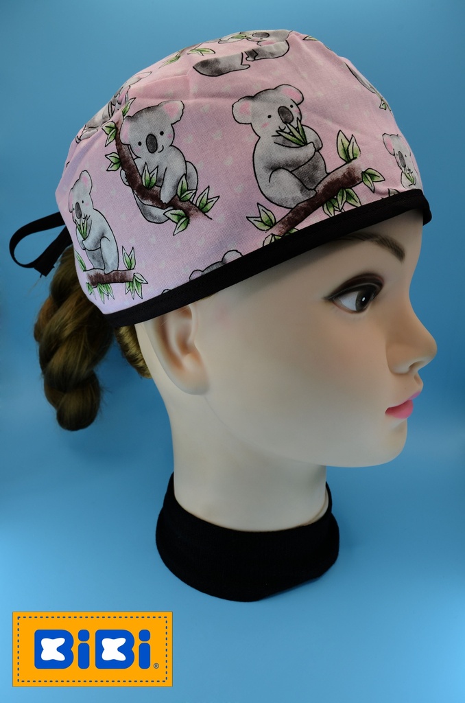 Koalas Fondo Rosa Pastel (Gorro Corto (Medidas: 9.5 cm de altura, 58 cm de circunferencia, con cintas para amarrar))