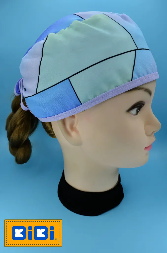 Geometría colores (Gorro Corto (Medidas: 9.5 cm de altura, 58 cm de circunferencia, con cintas para amarrar))