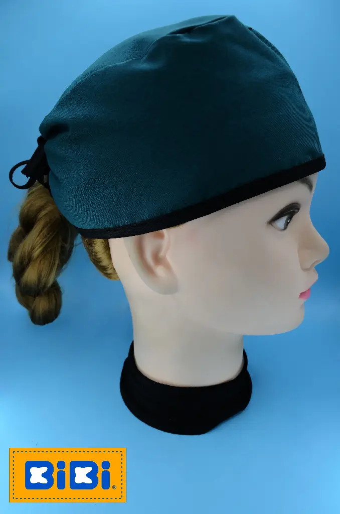 Verde Turquesa Fuerte (Gorro Corto (Medidas: 9.5 cm de altura, 58 cm de circunferencia, con cintas para amarrar))