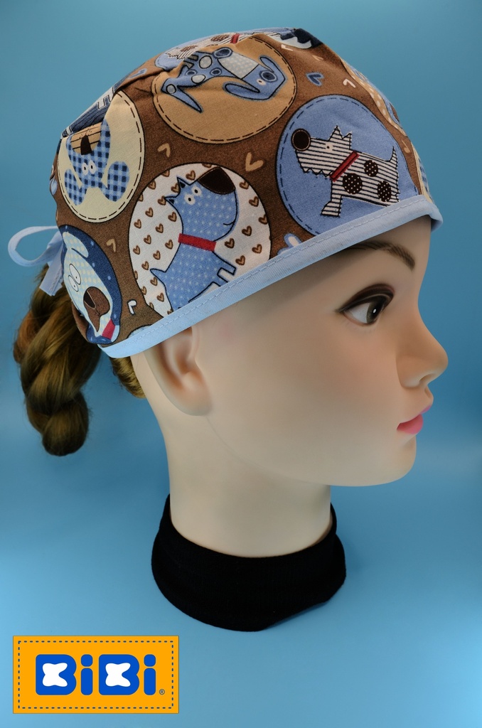 Perros en Círculos (Gorro Corto (Medidas: 9.5 cm de altura, 58 cm de circunferencia, con cintas para amarrar))