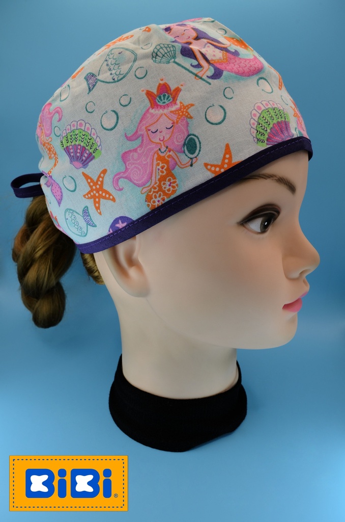 Sirenas Cute (Gorro Corto (Medidas: 9.5 cm de altura, 58 cm de circunferencia, con cintas para amarrar))