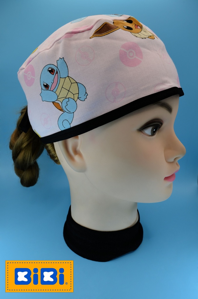 Pokemon Fondo Rosa (Gorro Corto (Medidas: 9.5 cm de altura, 58 cm de circunferencia, con cintas para amarrar))