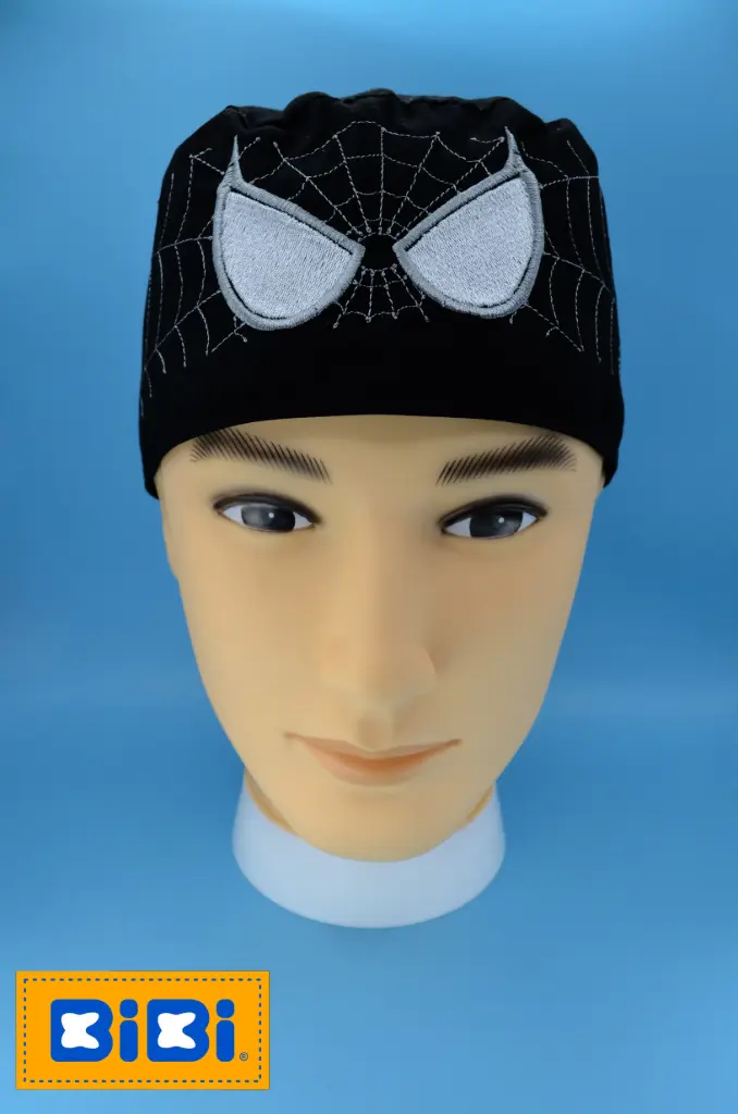 SpiderBlack (Gorro Corto (Medidas: 9.5 cm de altura, 58 cm de circunferencia, con cintas para amarrar))