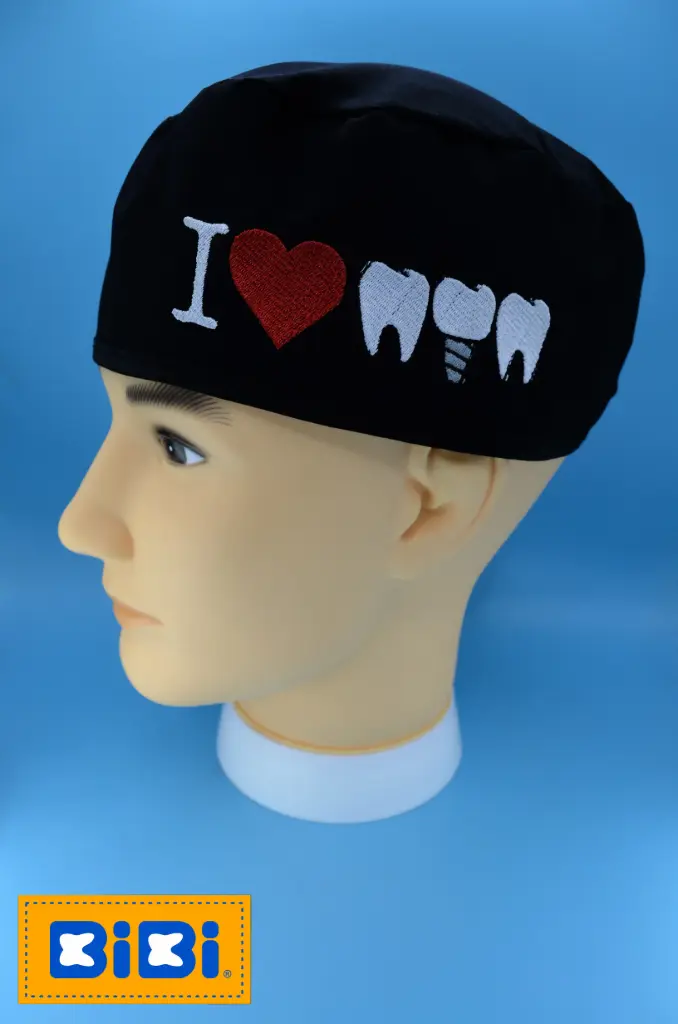 I ♥ implante (Gorro Corto (Medidas: 9.5 cm de altura, 58 cm de circunferencia, con cintas para amarrar))