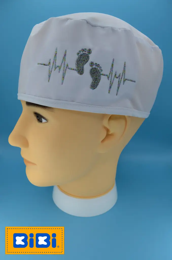 Electrocardiograma pies (Gorro Corto (Medidas: 9.5 cm de altura, 58 cm de circunferencia, con cintas para amarrar))
