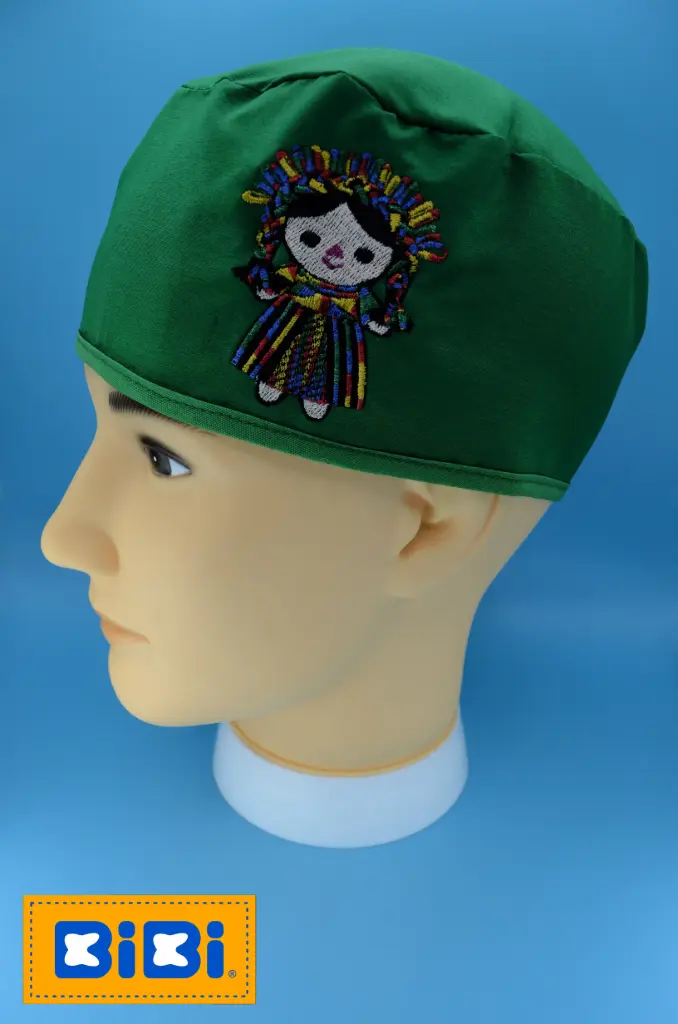 Muñeca mexicana (Gorro Corto (Medidas: 9.5 cm de altura, 58 cm de circunferencia, con cintas para amarrar))