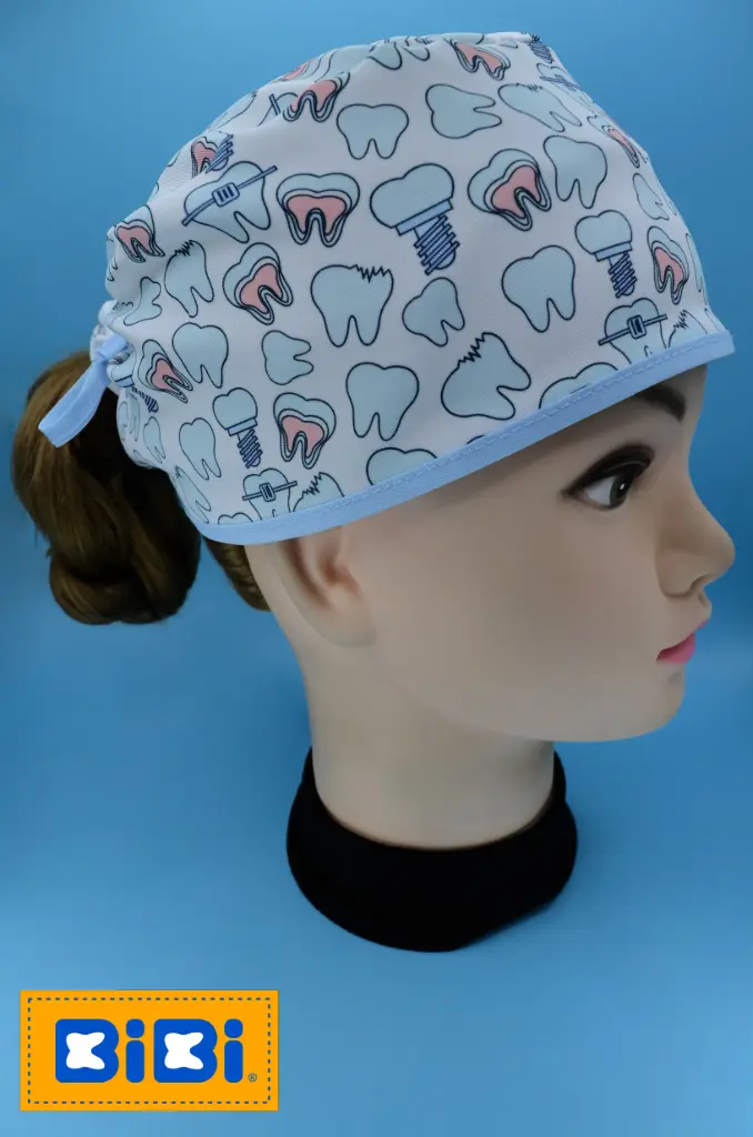 Dentista especialidades (Gorro Corto (Medidas: 9.5 cm de altura, 58 cm de circunferencia, con cintas para amarrar))