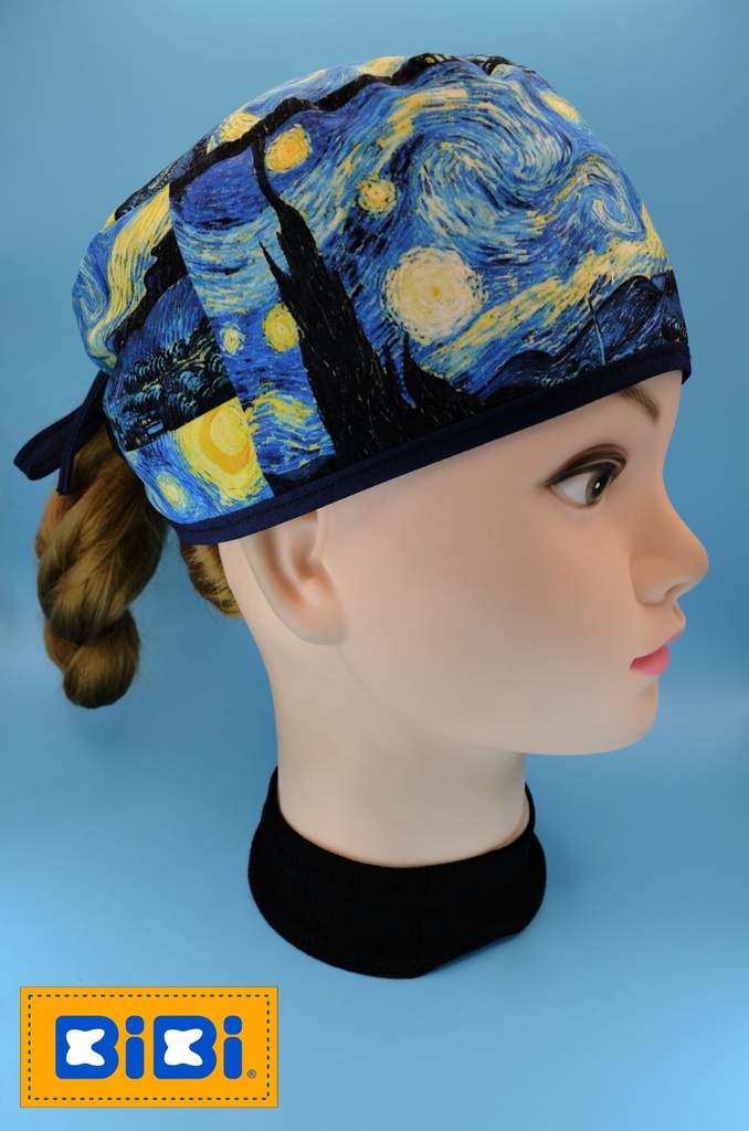 La Noche Estrellada (Gorro Corto (Medidas: 9.5 cm de altura, 58 cm de circunferencia, con cintas para amarrar))
