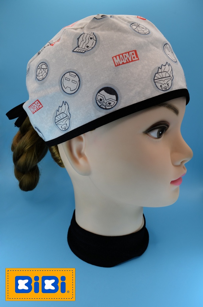 Avengers Círculo Kawaii Fondo Gris (Gorro Corto (Medidas: 9.5 cm de altura, 58 cm de circunferencia, con cintas para amarrar))
