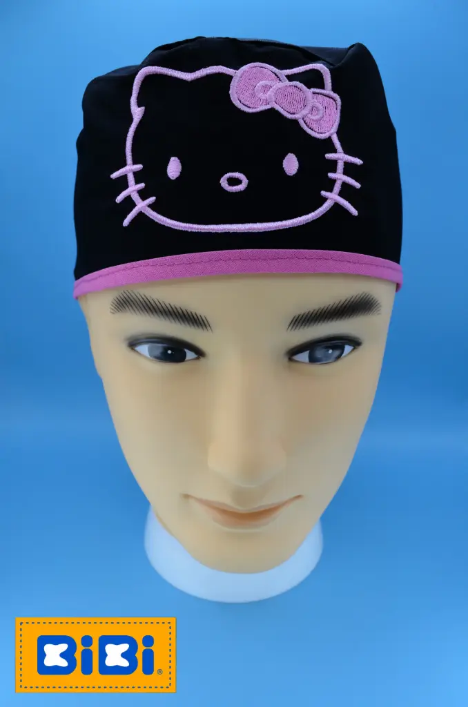 Hello Kitty contorno (Gorro Corto (Medidas: 9.5 cm de altura, 58 cm de circunferencia, con cintas para amarrar))