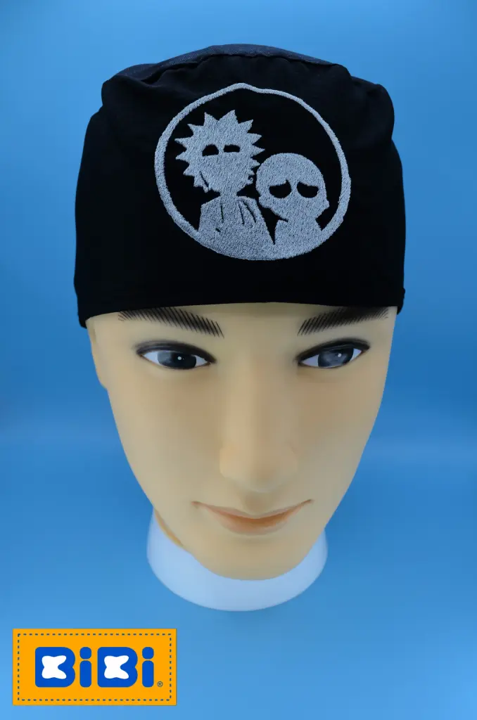Rick y Morty siluetas (Gorro Corto (Medidas: 9.5 cm de altura, 58 cm de circunferencia, con cintas para amarrar))