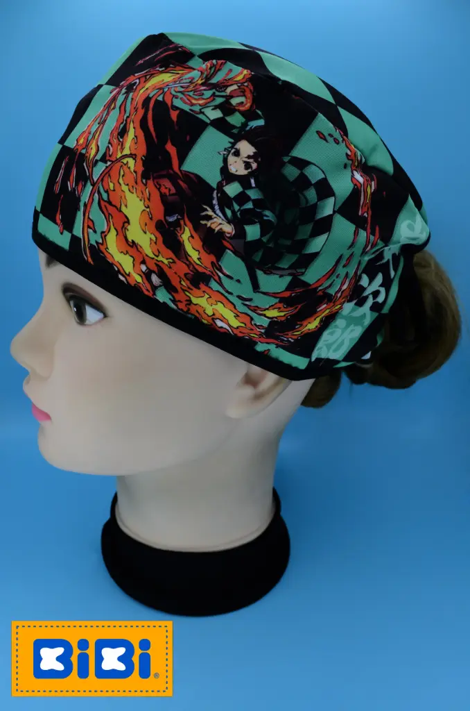 Tanjiro (Gorro Corto (Medidas: 9.5 cm de altura, 58 cm de circunferencia, con cintas para amarrar))