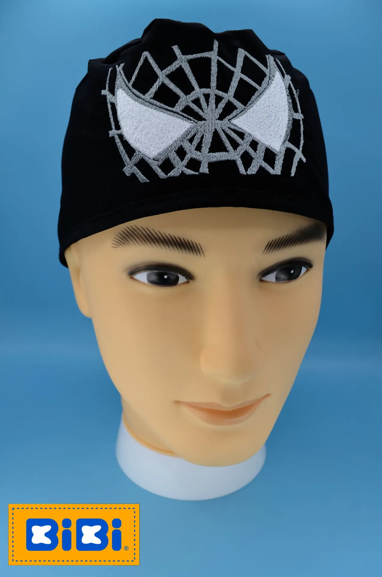 Araña negro (Gorro Corto (Medidas: 9.5 cm de altura, 58 cm de circunferencia, con cintas para amarrar))