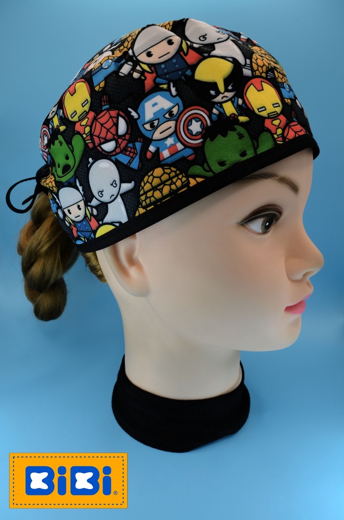 Avengers Kawaii Colores (Gorro Corto (Medidas: 9.5 cm de altura, 58 cm de circunferencia, con cintas para amarrar))