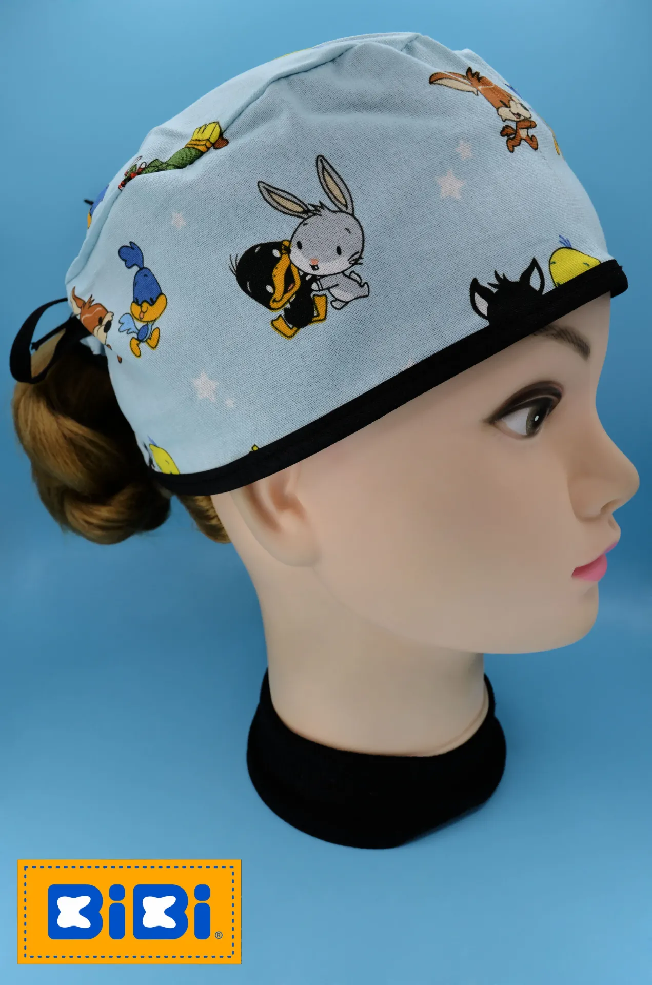 Baby Looney Tunes,fondo azul (Gorro Corto (Medidas: 9.5 cm de altura, 58 cm de circunferencia, con cintas para amarrar))