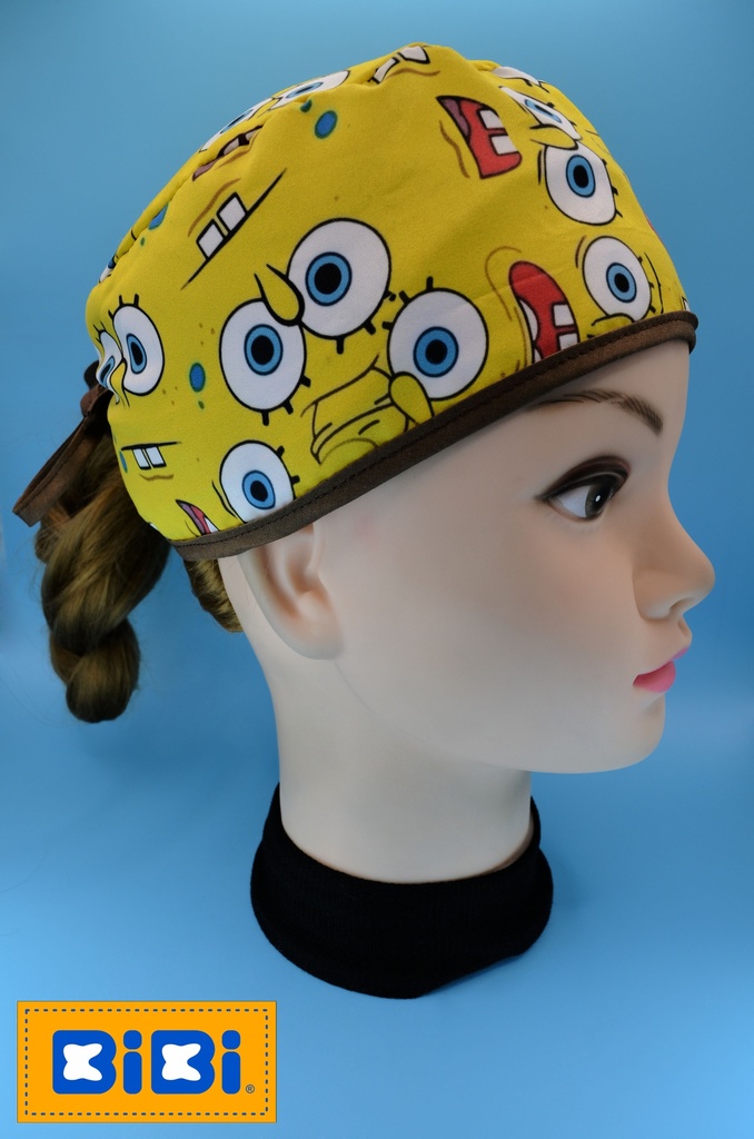 Bob Esponja diferentes gestos (Gorro Corto (Medidas: 9.5 cm de altura, 58 cm de circunferencia, con cintas para amarrar))