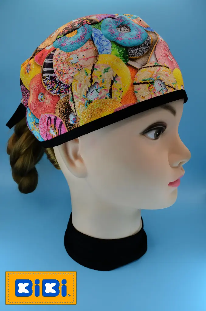 Donas de sabores (Gorro Corto (Medidas: 9.5 cm de altura, 58 cm de circunferencia, con cintas para amarrar))