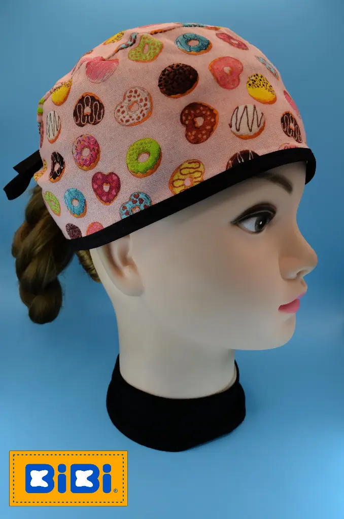 Donitas de sabores (Gorro Corto (Medidas: 9.5 cm de altura, 58 cm de circunferencia, con cintas para amarrar))