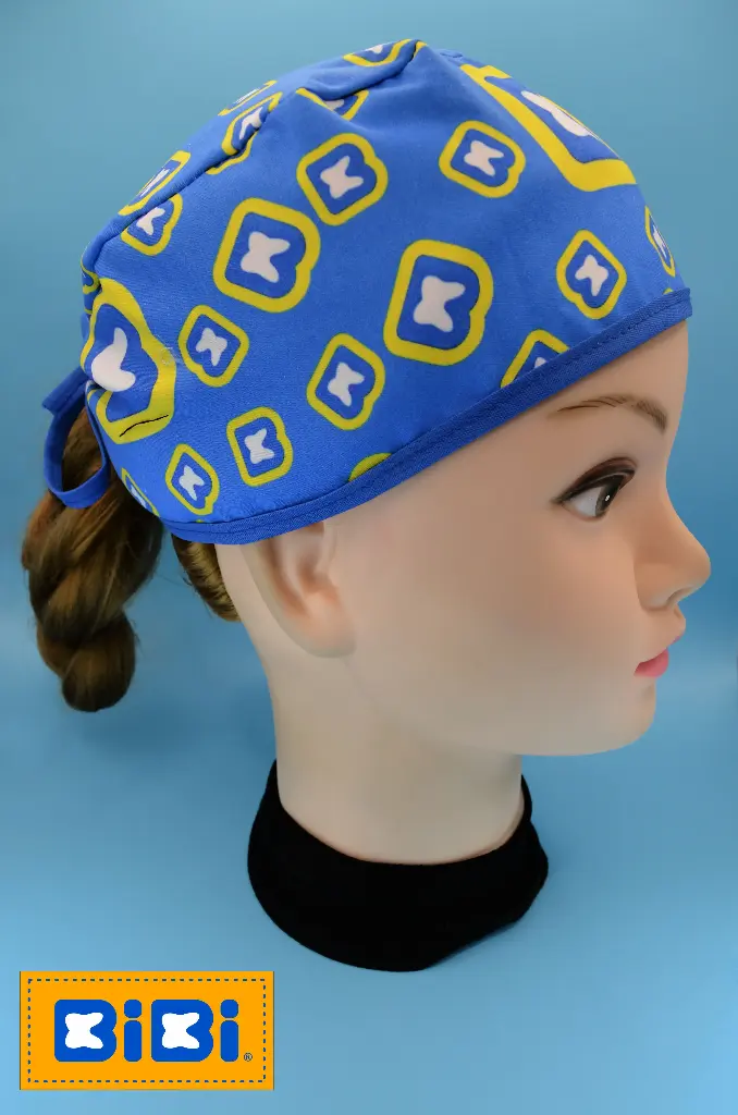 Bibi dientes (Gorro Corto (Medidas: 9.5 cm de altura, 58 cm de circunferencia, con cintas para amarrar))