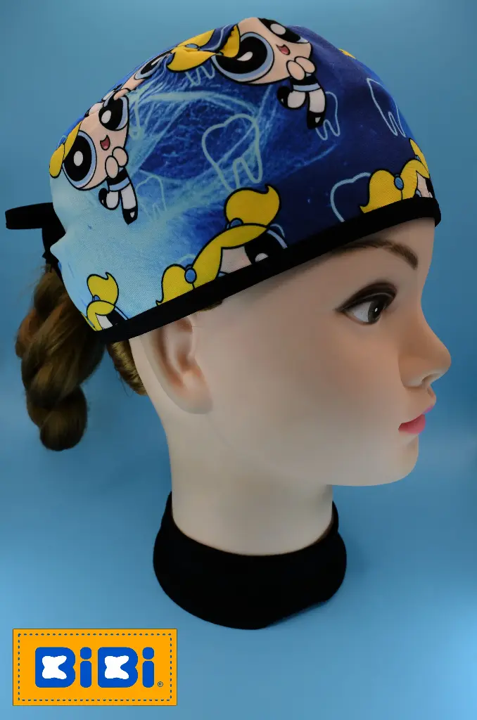 Burbuja muela, fondo azul (Gorro Corto (Medidas: 9.5 cm de altura, 58 cm de circunferencia, con cintas para amarrar))
