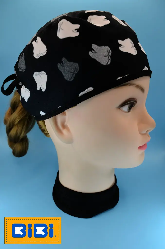 Muelas escala de grises (Gorro Corto (Medidas: 9.5 cm de altura, 58 cm de circunferencia, con cintas para amarrar))