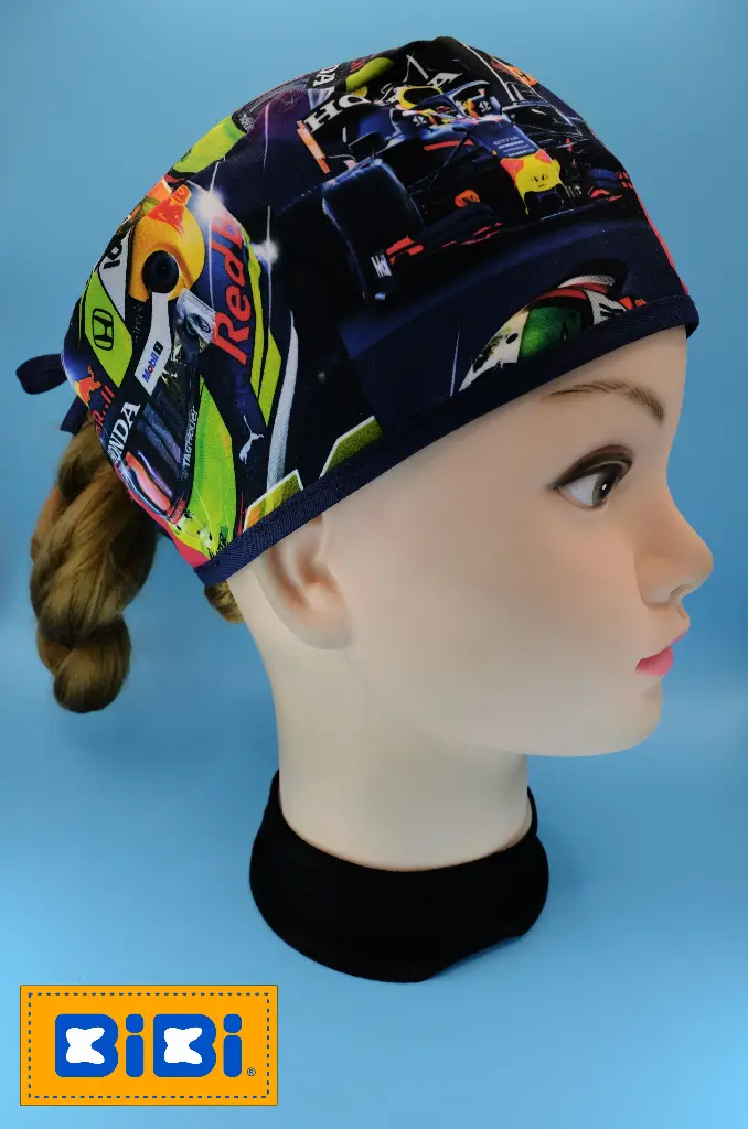 F1 Checo Pérez (Gorro Corto (Medidas: 9.5 cm de altura, 58 cm de circunferencia, con cintas para amarrar))
